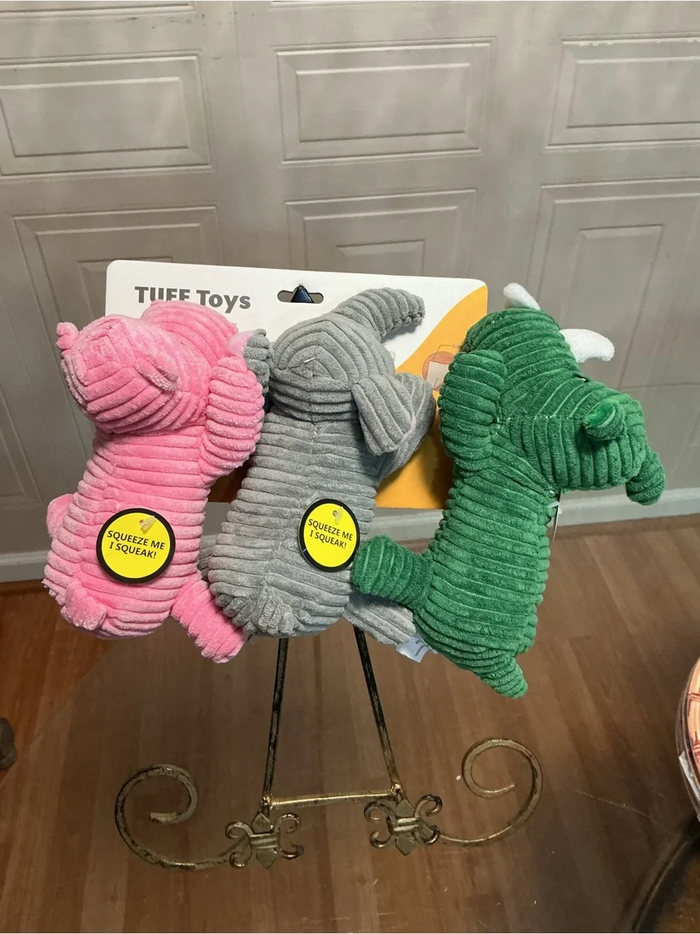 Brand New Jmle tuff Set Of 3 Elephant & Reno Squeaker Dog Toy  9”